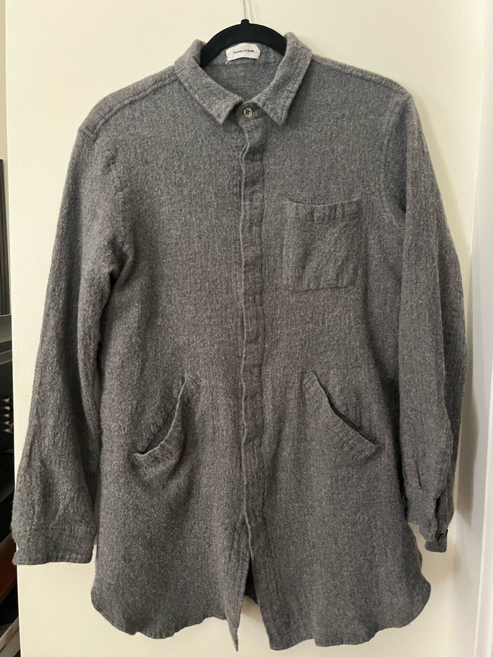 Undercoverism Jun Takahashi Japan 100% Wool Grey Button Up Shirt Mens S / 2